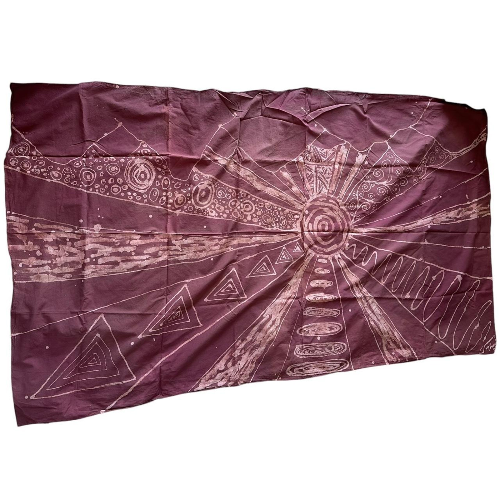 Ooak Handmade Batik Sunrise Over Mountain Trippy Hippie Summer Beach Long Sarong